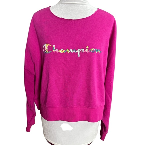 Champion Women's French Terry Logo Sweatshirt Pink Size Large - Picture 2 of 8